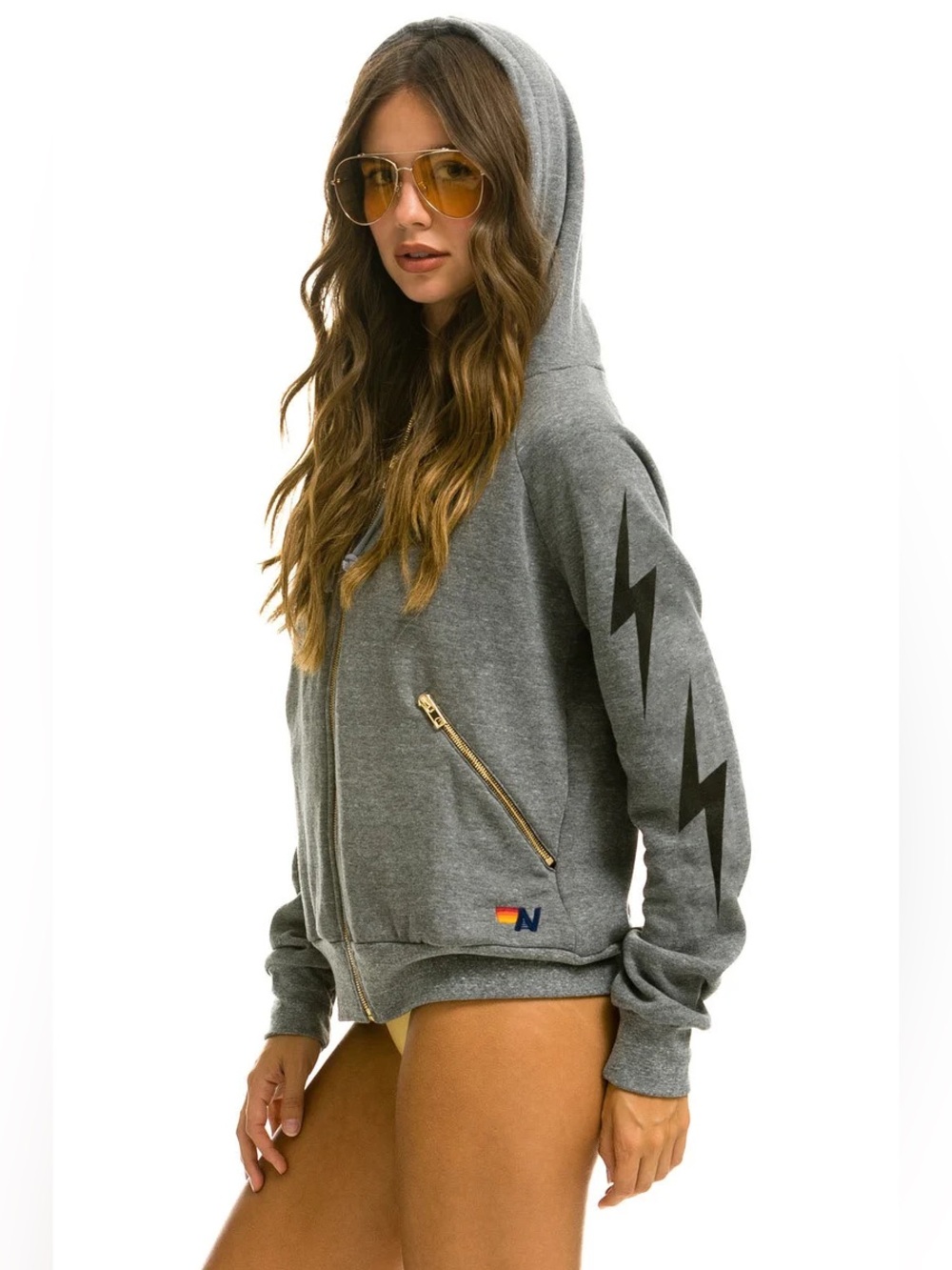 Aviator nation dark heather gray zip up hoodie